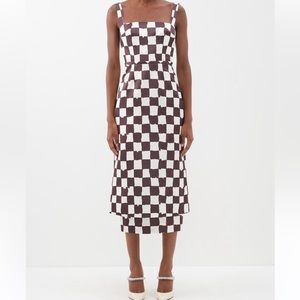 EMILIA WICKSTEAD Ginny checked satin midi dress | NWT | Size 6 UK